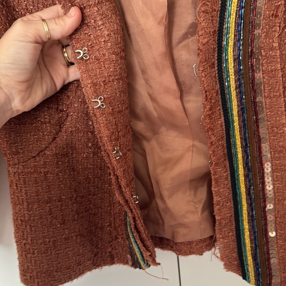 Sabine Tweed Sequin Beaded Blazer - XS - Picture 4 of 5